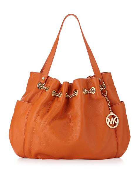 michael kors jet set item tangerine tote shopper handbag purse